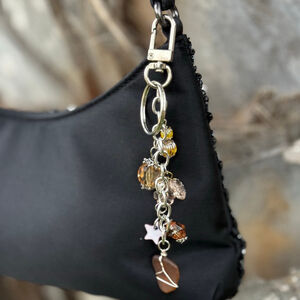 NEW Golden Drift Bag Charm Keychain Handmade | One of a Kind | Crystal Accessory